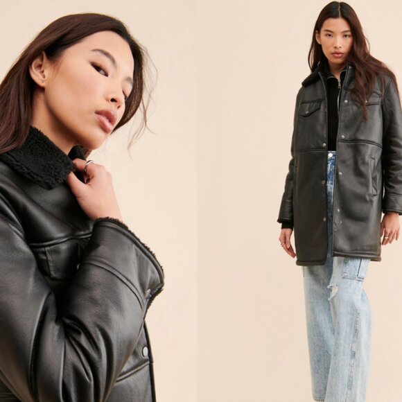 Avec Les Filles Oversized Vegan Leather Shirt Jacket - Picture 5 of 7